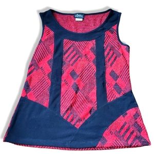 Cashmere/mohair-like Vintage Soft Sleeveless Sweater Vest Red & Black
